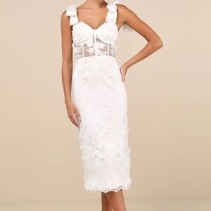 Lulus White Lace Midi Dress